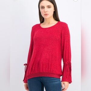 Style & Co Tie Bell Sleeve Top Red Size M